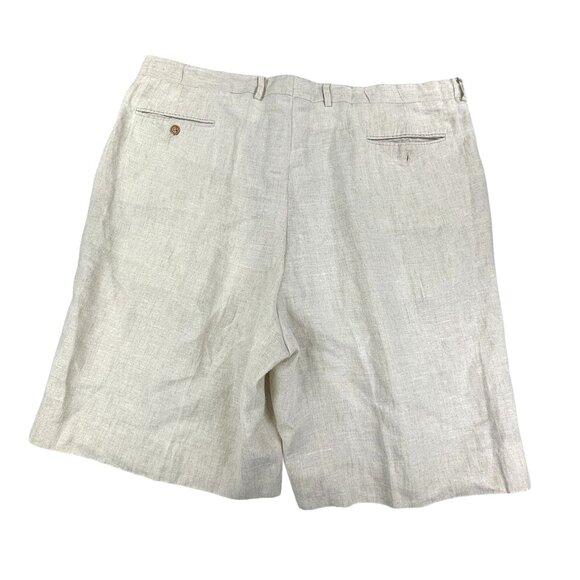 Puntodue Linen Shorts Men's Size 42 Pleated Pockets Made in Italy Light Beige - Picture 4 of 9